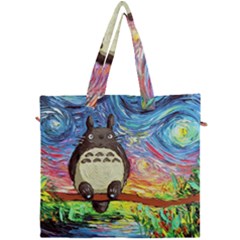 Totoro Starry Night Art Van Gogh Parody Canvas Travel Bag by Modalart