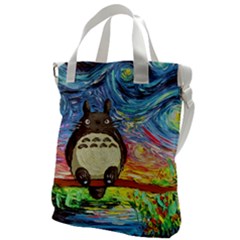 Totoro Starry Night Art Van Gogh Parody Canvas Messenger Bag by Modalart