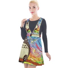 Totoro Starry Night Art Van Gogh Parody Plunge Pinafore Velour Dress by Modalart