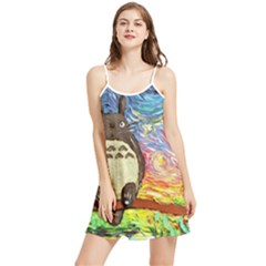 Totoro Starry Night Art Van Gogh Parody Summer Frill Dress by Modalart