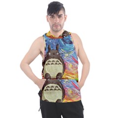 Totoro Starry Night Art Van Gogh Parody Men s Sleeveless Hoodie by Modalart