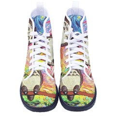 Totoro Starry Night Art Van Gogh Parody Men s High-top Canvas Sneakers by Modalart