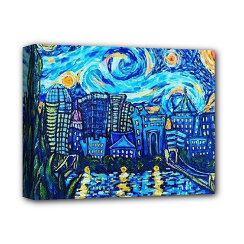 Starry Night Van Gogh Painting Art City Scape Deluxe Canvas 14  X 11  (stretched) by Modalart