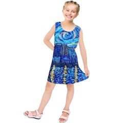 Starry Night Van Gogh Painting Art City Scape Kids  Tunic Dress by Modalart