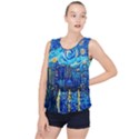 Starry Night Van Gogh Painting Art City Scape Bubble Hem Chiffon Tank Top View1