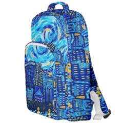 Starry Night Van Gogh Painting Art City Scape Double Compartment Backpack by Modalart