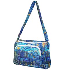 Starry Night Van Gogh Painting Art City Scape Front Pocket Crossbody Bag by Modalart