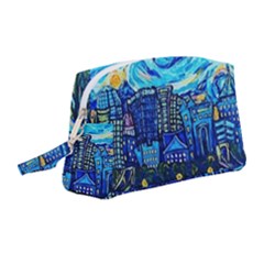 Starry Night Van Gogh Painting Art City Scape Wristlet Pouch Bag (medium) by Modalart