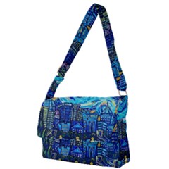 Starry Night Van Gogh Painting Art City Scape Full Print Messenger Bag (l) by Modalart