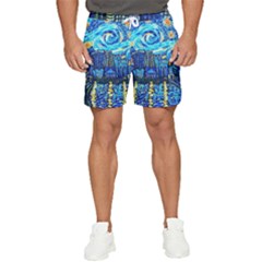 Starry Night Van Gogh Painting Art City Scape Men s Runner Shorts by Modalart