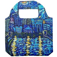 Starry Night Van Gogh Painting Art City Scape Foldable Grocery Recycle Bag by Modalart