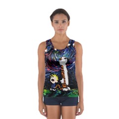 Cartoon Art Starry Night Van Gogh Sport Tank Top  by Modalart