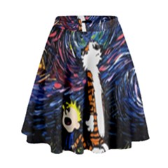 Cartoon Art Starry Night Van Gogh High Waist Skirt by Modalart