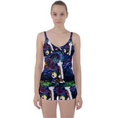 Cartoon Art Starry Night Van Gogh Tie Front Two Piece Tankini by Modalart