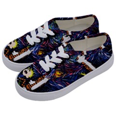 Cartoon Art Starry Night Van Gogh Kids  Classic Low Top Sneakers by Modalart