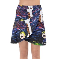 Cartoon Art Starry Night Van Gogh Wrap Front Skirt by Modalart