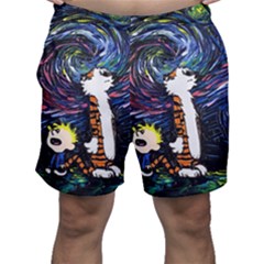 Cartoon Art Starry Night Van Gogh Men s Shorts by Modalart