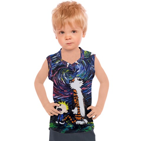 Cartoon Art Starry Night Van Gogh Kids  Sport Tank Top by Modalart