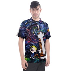 Cartoon Art Starry Night Van Gogh Men s Polo T-shirt by Modalart