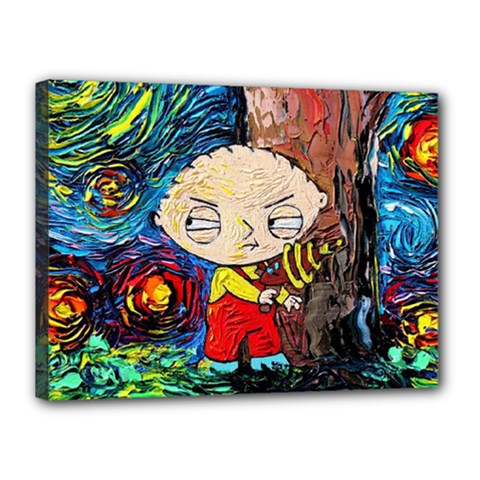 Cartoon Starry Night Vincent Van Gogh Canvas 16  X 12  (stretched) by Modalart