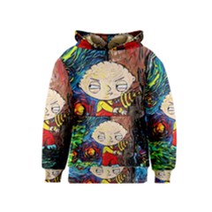 Cartoon Starry Night Vincent Van Gogh Kids  Pullover Hoodie by Modalart