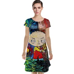 Cartoon Starry Night Vincent Van Gogh Cap Sleeve Nightdress by Modalart