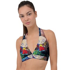 Cartoon Starry Night Vincent Van Gogh Halter Plunge Bikini Top by Modalart