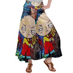 Cartoon Starry Night Vincent Van Gogh Women s Satin Palazzo Pants by Modalart