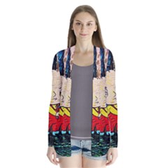 Cartoon Starry Night Vincent Van Gogh Drape Collar Cardigan by Modalart