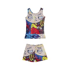 Cartoon Starry Night Vincent Van Gogh Kids  Boyleg Swimsuit by Modalart