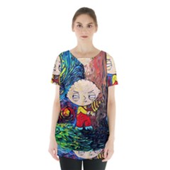 Cartoon Starry Night Vincent Van Gogh Skirt Hem Sports Top by Modalart