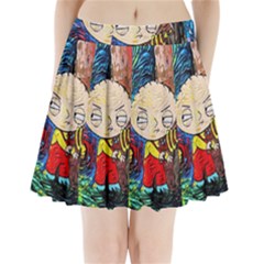 Cartoon Starry Night Vincent Van Gogh Pleated Mini Skirt by Modalart