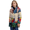 Cartoon Starry Night Vincent Van Gogh Kids  Hooded Longline Puffer Jacket View3