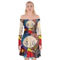 Cartoon Starry Night Vincent Van Gogh Off Shoulder Skater Dress View1