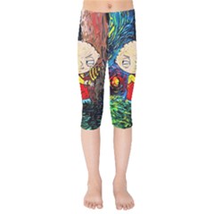 Cartoon Starry Night Vincent Van Gogh Kids  Capri Leggings  by Modalart