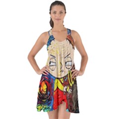 Cartoon Starry Night Vincent Van Gogh Show Some Back Chiffon Dress by Modalart