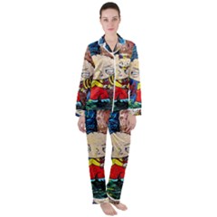 Cartoon Starry Night Vincent Van Gogh Women s Long Sleeve Satin Pajamas Set	 by Modalart