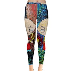 Cartoon Starry Night Vincent Van Gogh Inside Out Leggings by Modalart