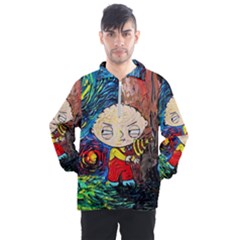 Cartoon Starry Night Vincent Van Gogh Men s Half Zip Pullover by Modalart