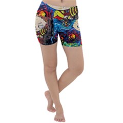 Cartoon Starry Night Vincent Van Gogh Lightweight Velour Yoga Shorts by Modalart