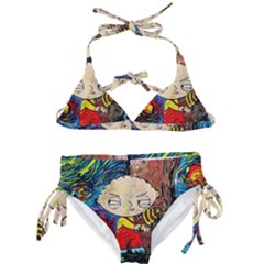 Cartoon Starry Night Vincent Van Gogh Kids  Classic Bikini Set by Modalart