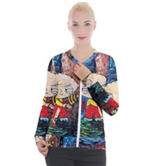 Cartoon Starry Night Vincent Van Gogh Casual Zip Up Jacket by Modalart