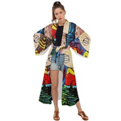 Cartoon Starry Night Vincent Van Gogh Maxi Kimono by Modalart