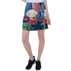 Cartoon Starry Night Vincent Van Gogh Tennis Skirt by Modalart