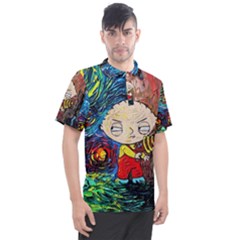 Cartoon Starry Night Vincent Van Gogh Men s Polo T-shirt by Modalart