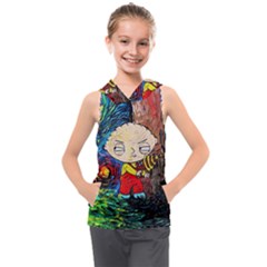 Cartoon Starry Night Vincent Van Gogh Kids  Sleeveless Hoodie by Modalart