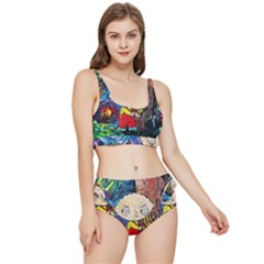 Cartoon Starry Night Vincent Van Gogh Frilly Bikini Set by Modalart