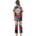 Cartoon Starry Night Vincent Van Gogh Kids  Satin Short Sleeve Pajamas Set View2