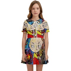 Cartoon Starry Night Vincent Van Gogh Kids  Sweet Collar Dress by Modalart