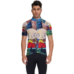 Cartoon Starry Night Vincent Van Gogh Men s Short Sleeve Cycling Jersey by Modalart